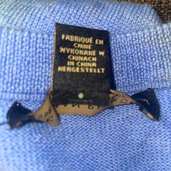 Ethan Pierce Sweater Men's Size L Blue Merino Wool V Neck Long Sleeve Pullover - Picture 3 of 6